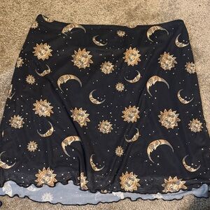 SHEIN Black and Gold Sun Moon Mini Skirt
